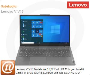 82ME0004BR - Lenovo V V15 Notebook 15,6" Full HD 11th gen Intel Core i7 8 GB DDR4-SDRAM 256 GB SSD NVidia GEForce MX350 Wi-Fi 5 (802.11ac) Windows 10 Pro Preto