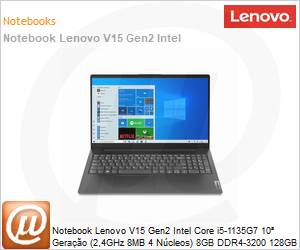 82ME000SBR - Notebook Lenovo V15 Gen2 Intel Core i5-1135G7 10 Gerao (2,4GHz 8MB 4 Ncleos) 8GB DDR4-3200 128GB SSD M.2 2242 PCIe 3.0x2 NVMe 15,6" Full HD Windows 11 Pro Wi-Fi 11ac BT 5.0