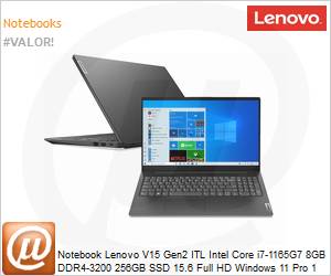 82ME000TBR - Notebook Lenovo V15 Gen2 ITL Intel Core i7-1165G7 8GB DDR4-3200 256GB SSD 15,6 Full HD Windows 11 Pro 1 Ano OnSite