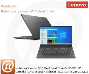82ME000VBR - Notebook Lenovo V15 Gen2 Intel Core i5-1135G7 11 Gerao (2,4GHz 8MB 4 Ncleos) 8GB DDR4-3200 256GB SSD M.2 2242 PCIe 3.0x4 NVMe 15,6" Windows 11 Pro Wi-Fi 11ac BT 5 GEForce 2GB