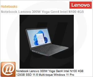82VN0003BP - Notebook Lenovo Yoga 300W Gen4 Intel N100 4GB 128GB SSD 11,6" Multi-toque Windows 11 Pro
