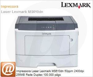 35S0400 - Impressora Laser Lexmark MS610dn 50ppm 2400dpi 256MB Rede Duplex 100.000 pgs