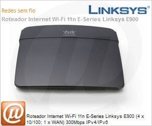 E900 - Roteador Internet Wi-Fi 11n E-Series Linksys E900 (4 x 10/100; 1 x WAN) 300Mbps IPv4/IPv6