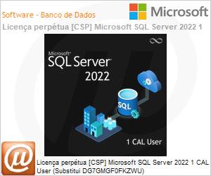 DG7GMGF0MF3TU - Licena perptua [NCE] Microsoft SQL Server 2022 1 CAL User (Substitui DG7GMGF0FKZWU) 