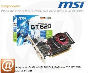 N620GT-MD2GD3/LP - Adaptador Grfico MSI NVIDIA GeForce 620 GT 2GB DDR3 64 Bits