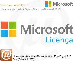 059-07978 - Licena perptua Open Microsoft Word 2010 Eng OLP D Gov [Substitui 2007] 
