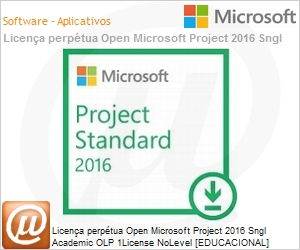 076-05659 - Licena perptua Open Microsoft Project 2016 Sngl Academic OLP 1License NoLevel [EDUCACIONAL] 