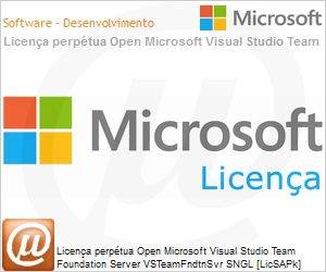 125-00444 - Licena perptua Open Microsoft Visual Studio Team Foundation Server VSTeamFndtnSvr SGNL [LicSAPk] Licena + Software Assurance OLP NL Acdmc (Academic) [Educacional]