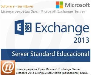 312-04250 - Licena perptua Open Microsoft Exchange Server Standard 2013 ExchgSvrStd Acdmc [Educacional] SNGL OLP NL (Substitui 2010) 