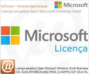 6UA-01277 - Licena perptua Open Microsoft Windows Small Business CAL Suite [WinSBCALSte] SNGL [LicSAPk] OLP 20Lic NL CAL Device Qualified [QLFD] [Vlido para compra individual]