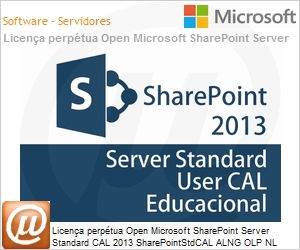 76M-01441 - Licena perptua Open Microsoft SharePoint Server Standard CAL 2013 SharePointStdCAL ALNG OLP NL Acdmc [Educacional] Stdnt UsrCAL (Substitui 2010)