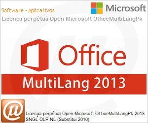 79H-00458 - Licena perptua Open Microsoft OfficeMultiLangPk 2013 SGNL OLP NL (Substitui 2010) 
