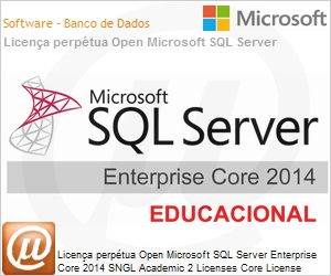 7JQ-00735 - Licena perptua Open Microsoft SQL Server Enterprise Core 2014 SNGL Academic 2 Licenses Core License SQLSvrEntCore 2014 OLP 2 Lic NL Acdmc [Educacional] CoreLic [QLFD]