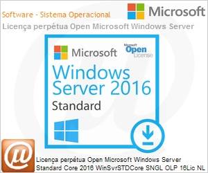 9EM-00118 - Licena perptua Open Microsoft Windows Server Standard Core 2016 WinSvrSTDCore SNGL OLP 16Lic NL CoreLic 