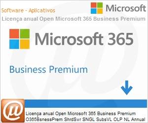 9F4-00003 - Licena anual Open Microsoft 365 Business Premium O365BsnessPrem ShrdSvr SNGL SubsVL OLP NL Annual QLFD [Qualified] 1 Usurio para at 5 PCs 