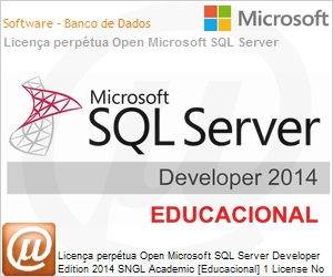 E32-01155 - Licena perptua Open Microsoft SQL Server Developer Edition 2014 SNGL Academic [Educacional] 1 License No Level SQLSvrDev 2014 OLP NL Acdmc [Educacional]