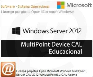 EJF-02357 - Licena perptua Open Microsoft Windows MultiPoint Server CAL 2012 WinMultiPointSvrCAL Acdmc [Educacional] SNGL OLP NL UsrCAL 