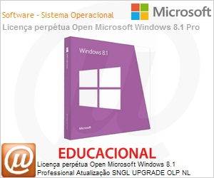 FQC-08173 - Licena perptua Open Microsoft Windows 8.1 Professional Atualizao SNGL UPGRADE OLP NL Acdmc [Educacional] 