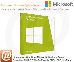 G3S-00761 - Licena perptua Open Microsoft Windows Server Essentials 2012 R2 WinSvrEssntls SNGL OLP NL (Para no mximo 1 Servidor com at 2 Processadores e 25 Estaes - CALs inclusas)