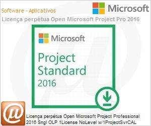 H30-05613 - Licena perptua Open Microsoft Project Professional 2016 Sngl OLP 1License NoLevel w/1ProjectSvrCAL 