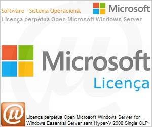 MZC-00364 - Licena perptua Open Microsoft Windows Server for Windows Essential Server sem Hyper-V 2008 Single OLP NL 5 Clientes 