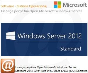 P73-05826 - Licena perptua Open Microsoft Windows Server Standard 2012 32/64 Bits WinSvrStd SNGL [SA] (Somente SA) OLP NL Acdmc [Educacional] At 2 Processadores (Substitui 2008)