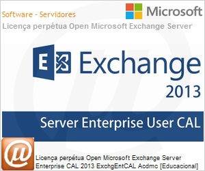 PGI-00595 - Licena perptua Open Microsoft Exchange Server Enterprise CAL 2013 ExchgEntCAL Acdmc [Educacional] SNGL OLP NL UsrCAL woSrvcs (Substitui 2010)