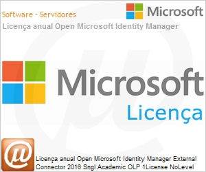PL7-00021 - Licena anual Open Microsoft Identity Manager External Connector 2016 SGNL Academic OLP 1License NoLevel [Qualified] [QLFD] [EDUCACIONAL] 