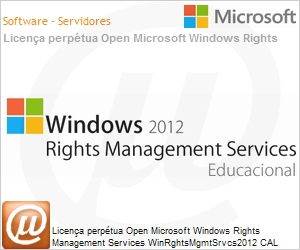 T98-02632 - Licena perptua Open Microsoft Windows Rights Management Services WinRghtsMgmtSrvcs2012 CAL SNGL OLP NL Acdmc [Educacional] UsrCal User 