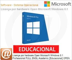 WN7-01174 - Licena por hardware Open Microsoft Windows 8.1 Professional FULL SNGL Academic [Educacional] OPEN 1 License NL Get Genuine 