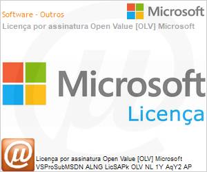 77D-00045 - Licena por assinatura Open Value [OLV] Microsoft VSProSubMSDN ALNG LicSAPk OLV NL 1Y AqY2 AP Additional Product Non-Specific 1 Year(s) Acquired year 2