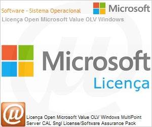 EJF-00893 - Licena Open Microsoft Value OLV Windows MultiPoint Server CAL SGNL License/Software Assurance Pack [LicSAPk] 1 License No Level Additional Product CAL User CAL User 1 Yea