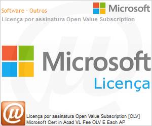 H5T-00015 - Licena por assinatura Open Value Subscription [OLV] Microsoft Cert in Acad VL Fee OLV E Each AP Fund-MOS-MCE Cert Site Lic Combo 500 Additional Product E Each Non-Specific