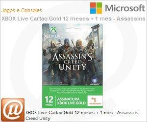 P2T-00037 - XBOX Live Cartao Gold 12 meses + 1 mes - Assassins Creed Unity