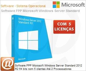 P73-06042 - Software FPP Microsoft Windows Server Standard 2012 R2 64 bits com 5 clientes At 2 Processadores WinSvrStd2012