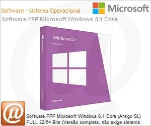 WN7-00913 - Software FPP Microsoft Windows 8.1 Core (Antigo SL) FULL 32/64 Bits (Verso completa, no exige sistema anterior)