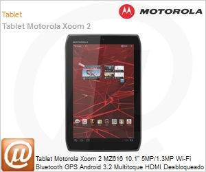 92142LYESA - Tablet Motorola Xoom 2 MZ616 10.1" 5MP/1.3MP Wi-Fi Bluetooth GPS Android 3.2 Multitoque HDMI Desbloqueado