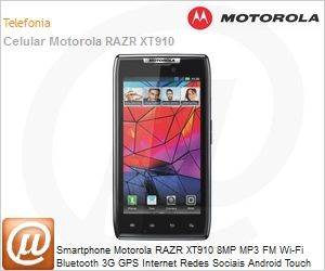92180LYESA - Smartphone Motorola RAZR XT910 8MP MP3 FM Wi-Fi Bluetooth 3G GPS Internet Redes Sociais Android Touch Desbloqueado