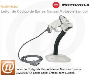 LS2208-SR20001BR-R - Leitor de Cdigo de Barras Manual Motorola Symbol LS2208/S Kit Leitor Serial Branco com Suporte