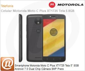 PA840004BR - Smartphone Motorola Moto C Plus XT1726 Tela 5" 8GB Android 7.0 Dual Chip Cmera 8MP Preto