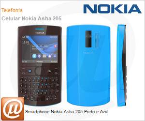 0022P04 - Smartphone Nokia Asha 205 Preto e Azul