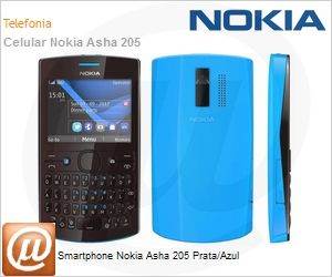0022P77 - Smartphone Nokia Asha 205 Prata/Azul