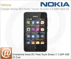 A00015964 - Smartphone Nokia 501 Preto Touch Screen 3" 3.2MP 4GB 2G Dual
