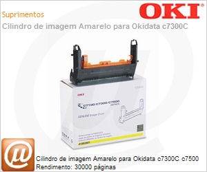 41962801 - Cilindro de imagem Amarelo para Okidata c7300C c7500 Rendimento: 30000 pginas