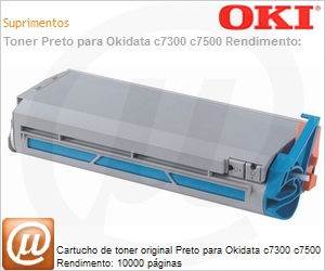 41963004 - Cartucho de toner original Preto para Okidata c7300 c7500 Rendimento: 10000 pginas