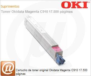 44036042 - Cartucho de toner original Okidata Magenta C910 17.500 pginas