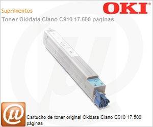 44036043 - Cartucho de toner original Okidata Ciano C910 17.500 pginas