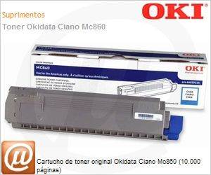 44059215 - Cartucho de toner original Okidata Ciano Mc860 (10.000 pginas)