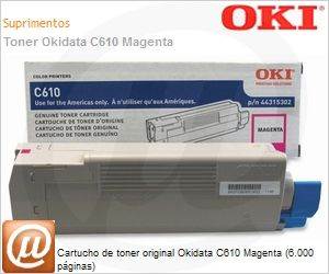 44315302 - Cartucho de toner original Okidata C610 Magenta (6.000 pginas)