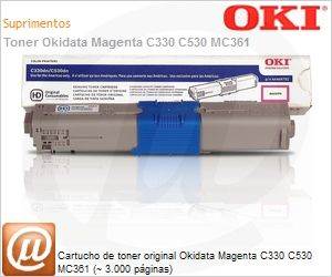 44469702 - Cartucho de toner original Okidata Magenta C330 C530 MC361 (~ 3.000 pginas)